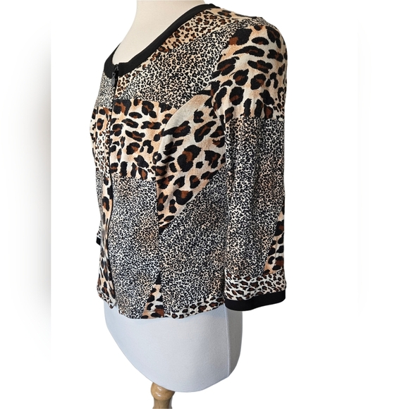 Frank Lyman Design Animal Print Cheeta Mobwife Abstract Size 14 Cardigan - Picture 2 of 5